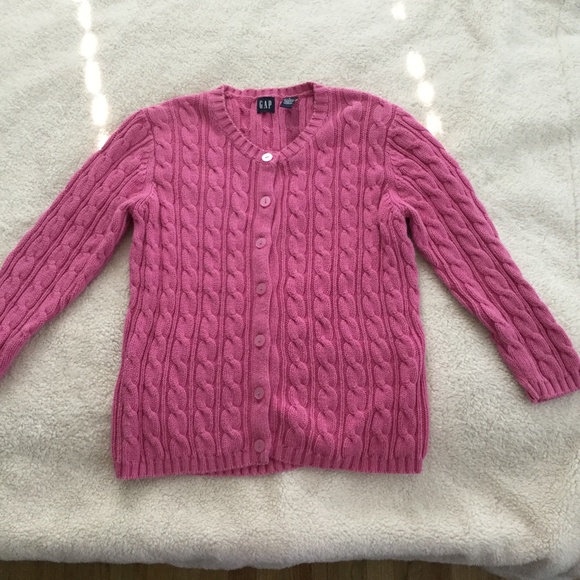 Vintage GAP Y2K Cable Knit Cardigan Sweater 3/4 Sleeve Bright Pink - Sz Small - Picture 2 of 13